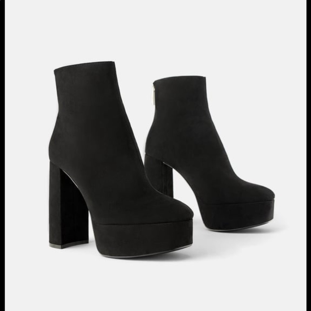 Zara suede platform ankle boots